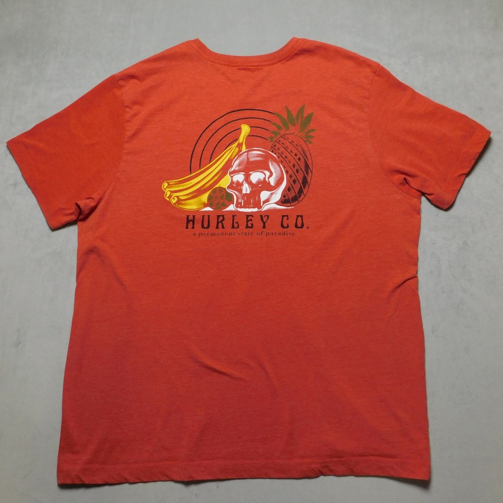 Hurley Co Mens XXL Red Skull Pineapple Banana Graphic T-Shirt Paradise Tee